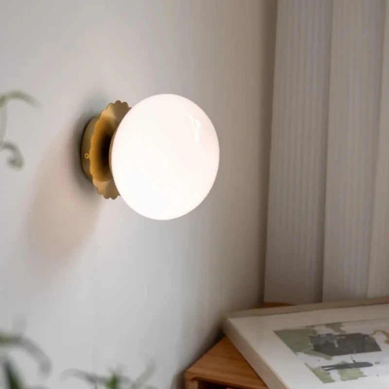 Modern Glass Ball Wall Lamp – E27 LED, Chrome & Copper Finishes