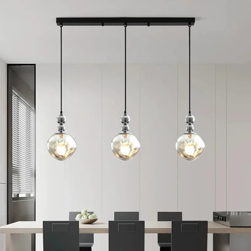 Modern LED Glass Pendant Chandelier – Smart Dimmable
