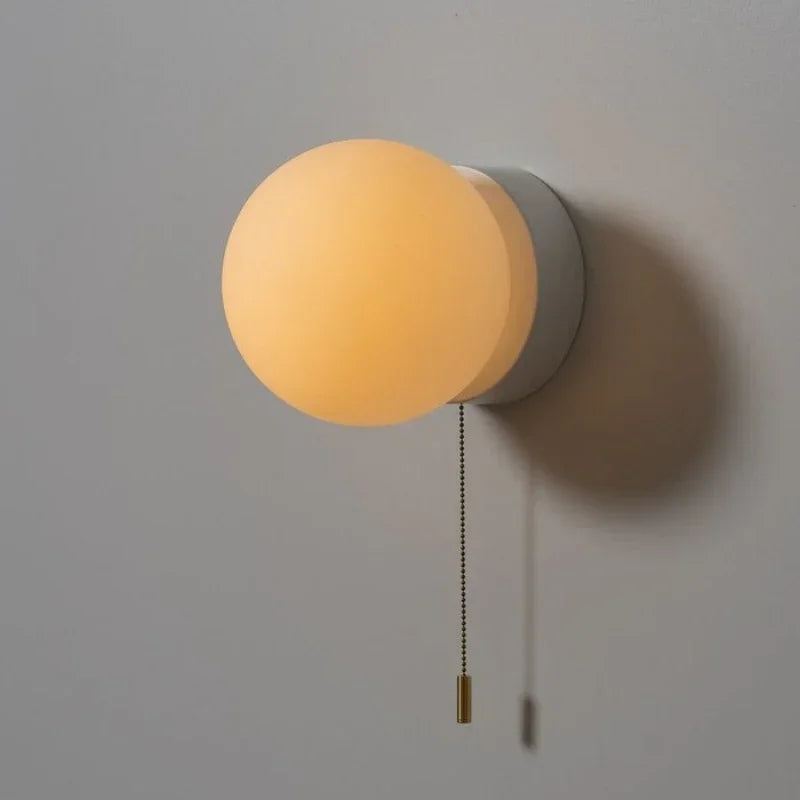 Nordic Frosted Glass Wall Lamp – G9 LED, Round Japanese Style