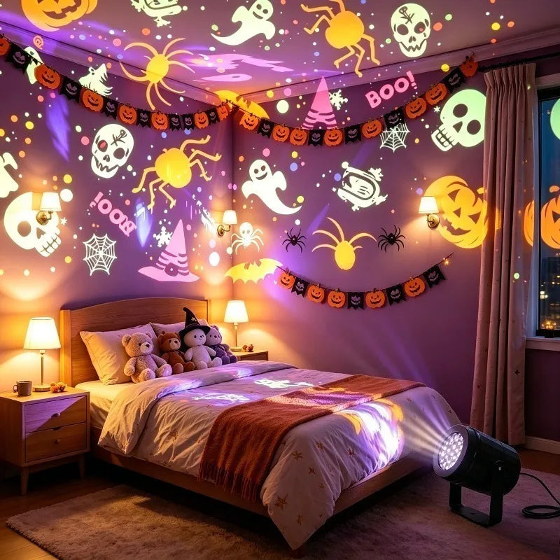 Halloween LED Projector Light – USB-Powered Rotating Patterns