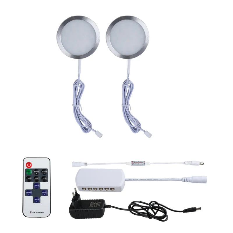 LED Puck Lights with RF Remote – Dimmable Under Cabinet Lighting