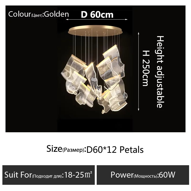 Art Design Streamers Luxury LED Chandelier – 6 to 25 Heads | Villa & Staircase