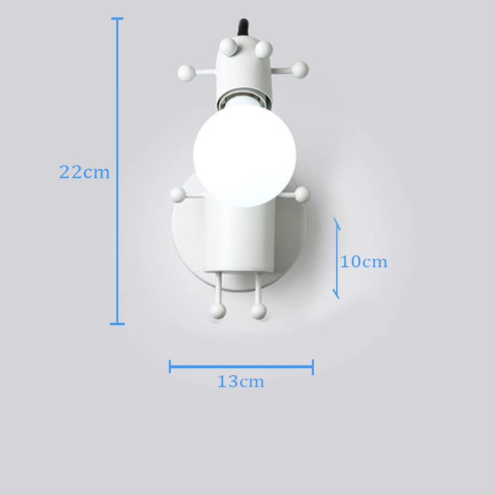 Creative Metal Robot Wall Lamp – E27 LED, 14 Colors