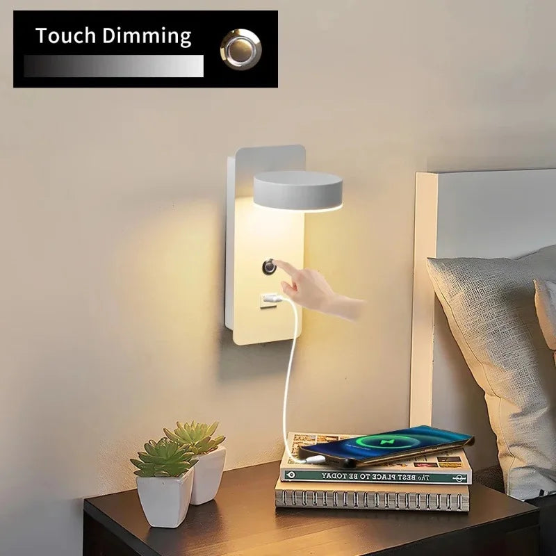Modern LED Bedside Wall Lamp – Touch Switch, 3 Color Modes, 11W