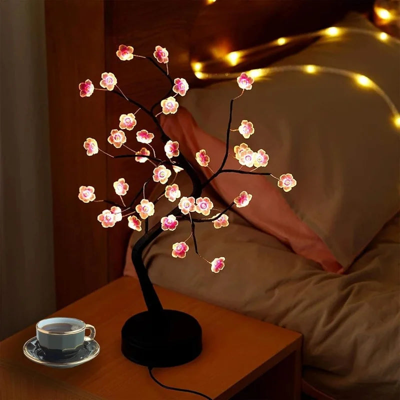 Kirschblüten-Bonsai-Nachtlicht — LED-Baumlampe mit Berührungssensor