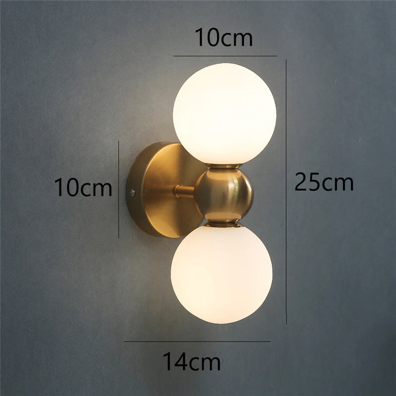 Moderne Glaskugel-Wandleuchte – Doppelte LED-Wandleuchte
