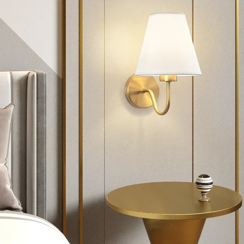 Retro E27 Fabric Wall Lamp – Iron & Cloth, 4 Shade Colors