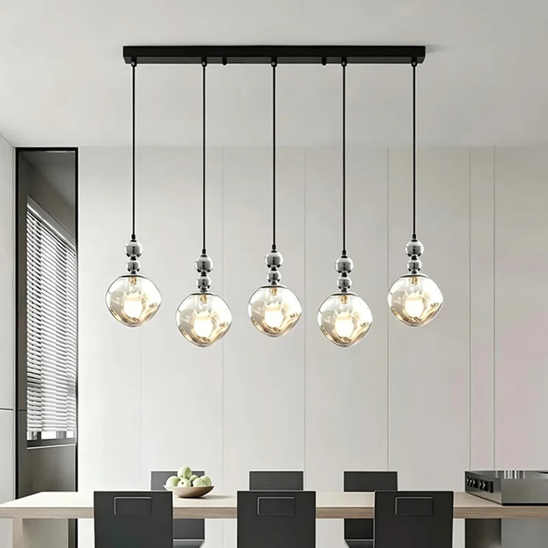Modern LED Glass Pendant Chandelier – Smart Dimmable
