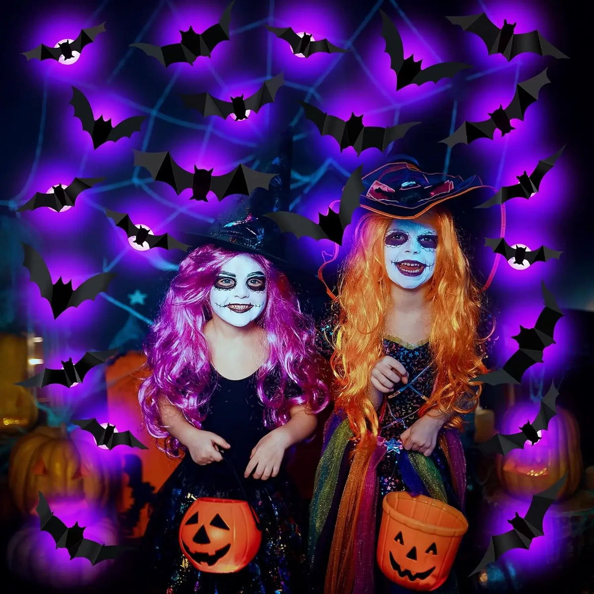 Halloween 3D Bat & Spider LED Wall Stickers