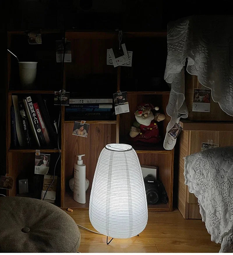 Wabi Sabi Reispapier Tischlampe – Nordische Nachttischlampe | AlohaHome