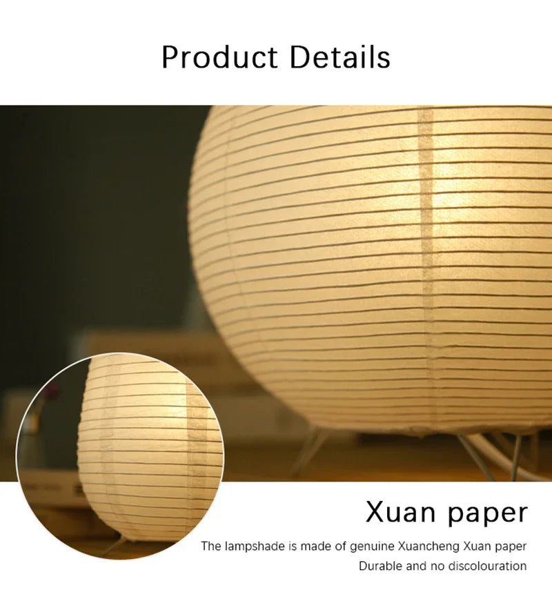Wabi Sabi Reispapier Tischlampe – Nordische Nachttischlampe | AlohaHome