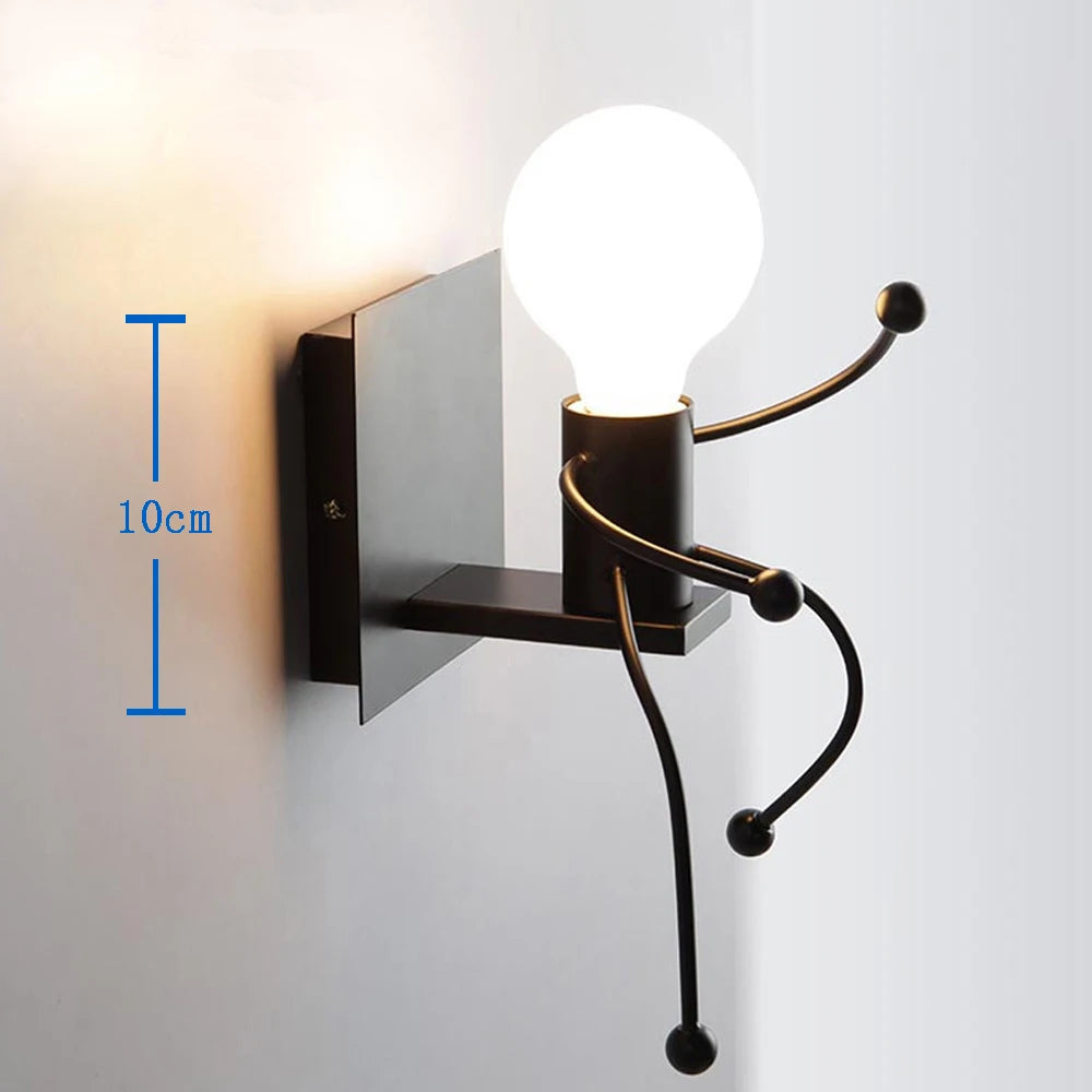 Creative Metal Robot Wall Lamp – E27 LED, 14 Colors