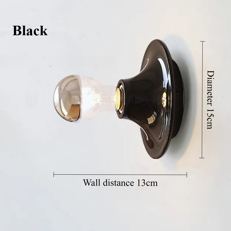 Nordic Retro Wall Lamp – 15cm Iron, 6 Colours | Bedroom & Hallway