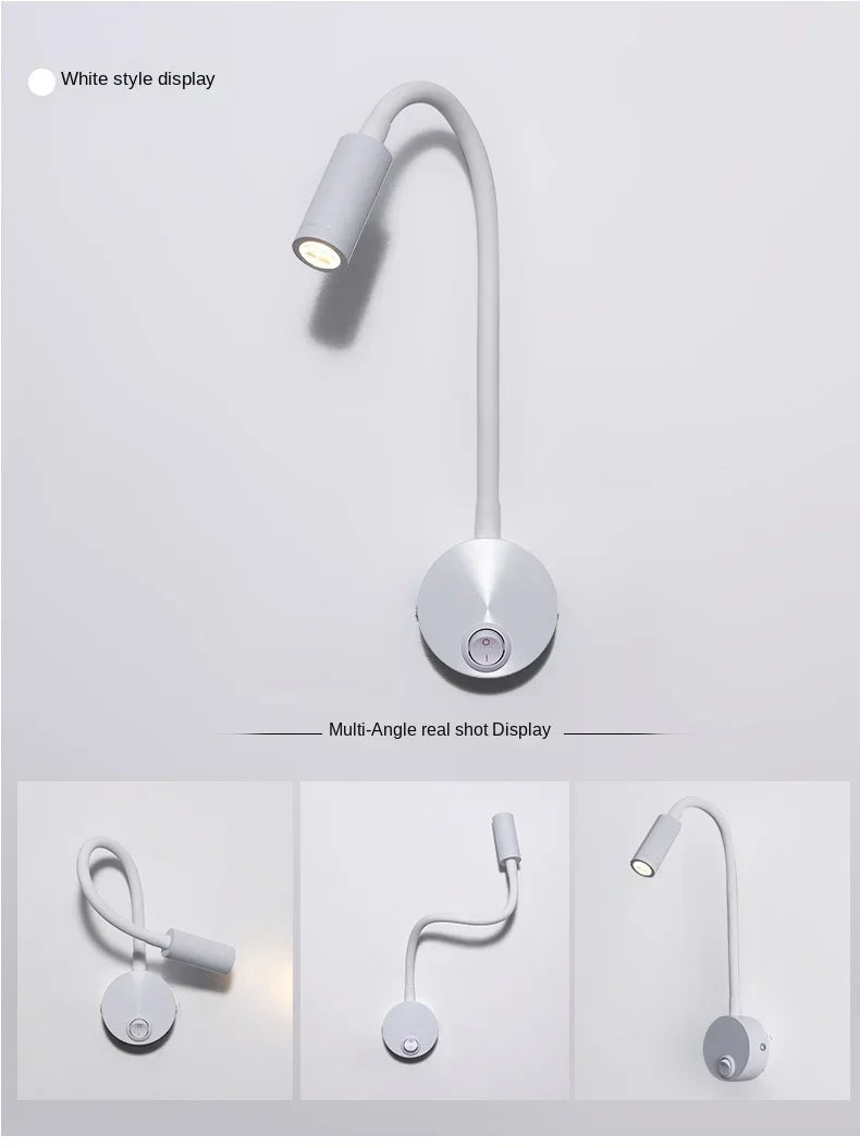 LED Gooseneck Wall Lamp – 360° Rotating Spotlight