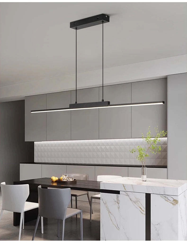 Modern Minimalist LED Pendant Light – Gold Linear Chandelier