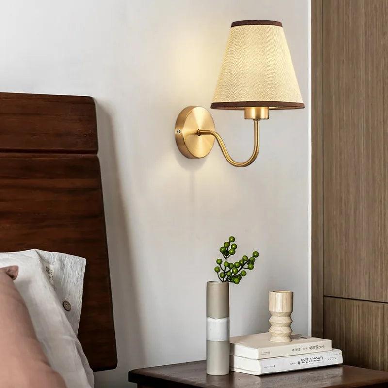 Retro E27 Fabric Wall Lamp – Iron & Cloth, 4 Shade Colors