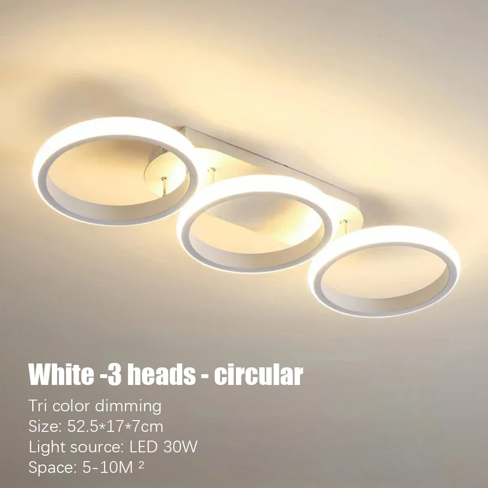 Nordic LED Ceiling Lamp – Square & Round, 20W/30W, 3-Colour Light