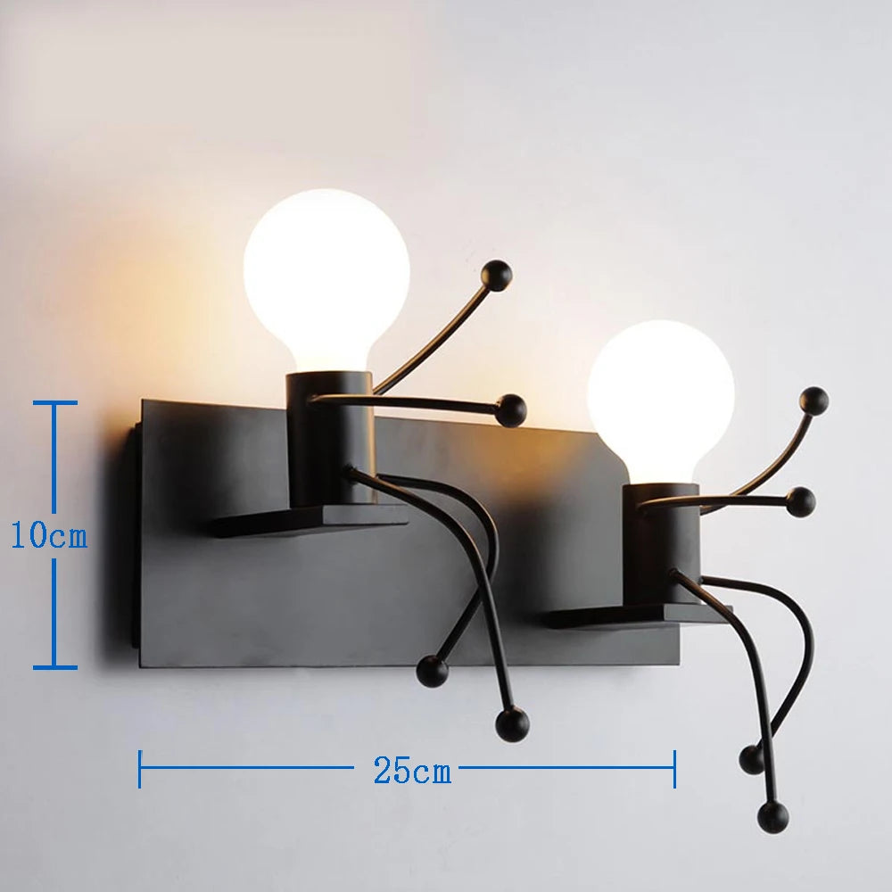 Creative Metal Robot Wall Lamp – E27 LED, 14 Colors