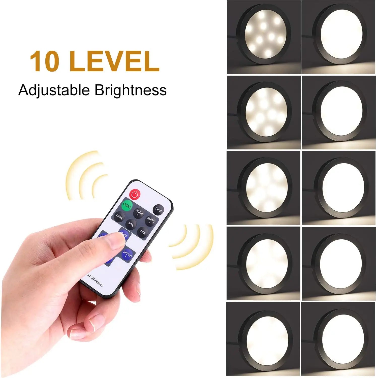 LED Puck Lights with RF Remote – Dimmable Under Cabinet Lighting