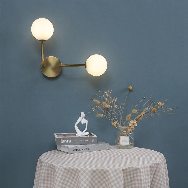 Moderne Glaskugel-Wandleuchte – Doppelte LED-Wandleuchte