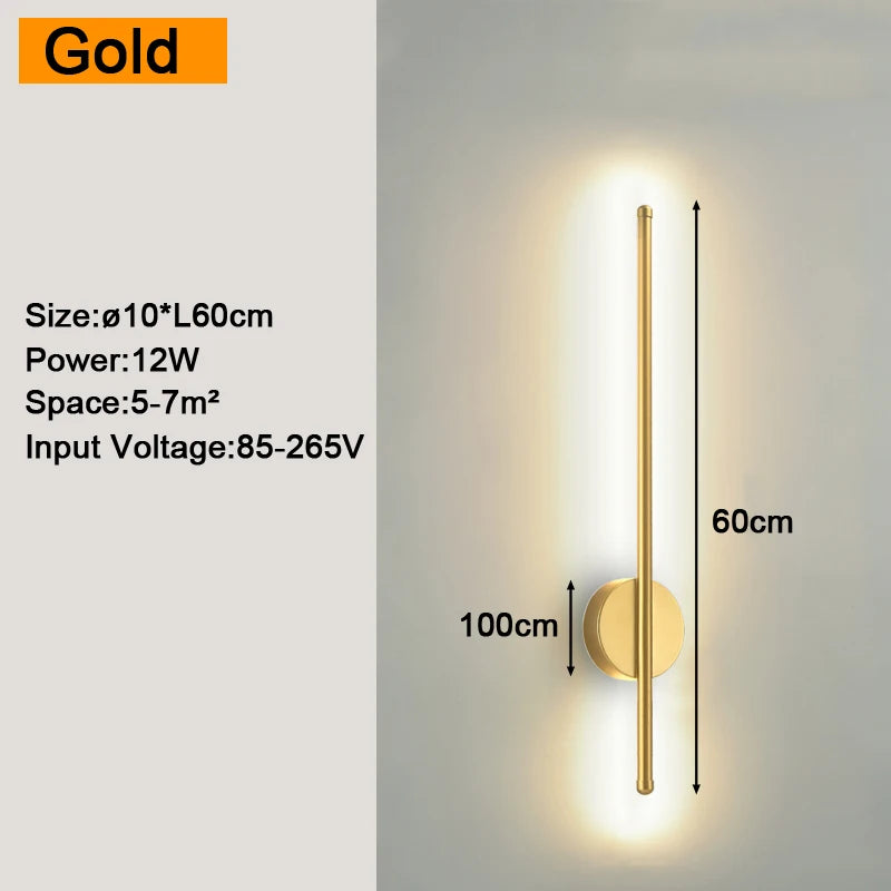 Modern LED Wall Sconce – Black or Gold, 5 Sizes, 4 Light Modes