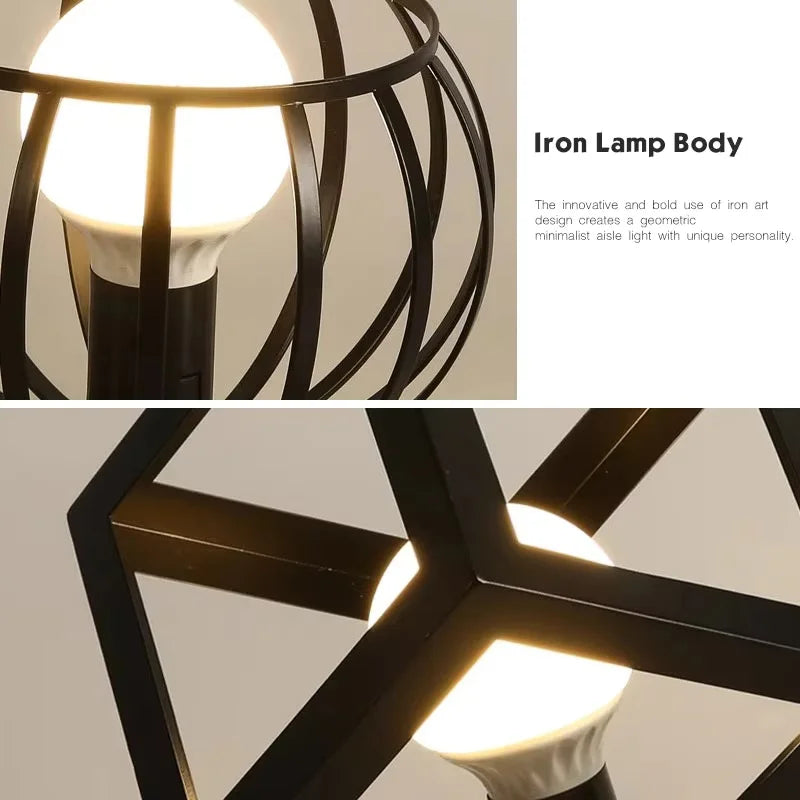 Vintage Industrial E27 Ceiling Lamp — Black Metal Cage | AlohaHome