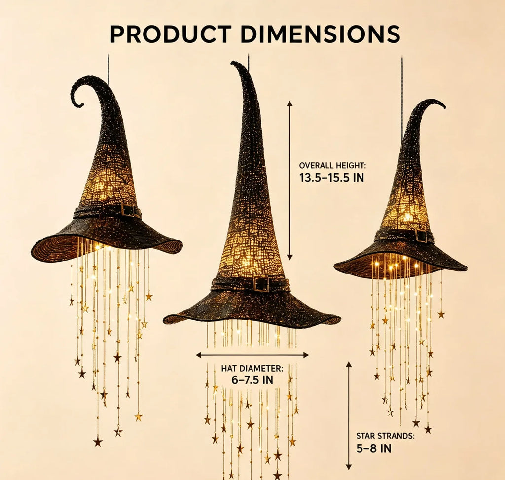 Halloween Light-Up Witch Hat Hanging Decoration with Stars