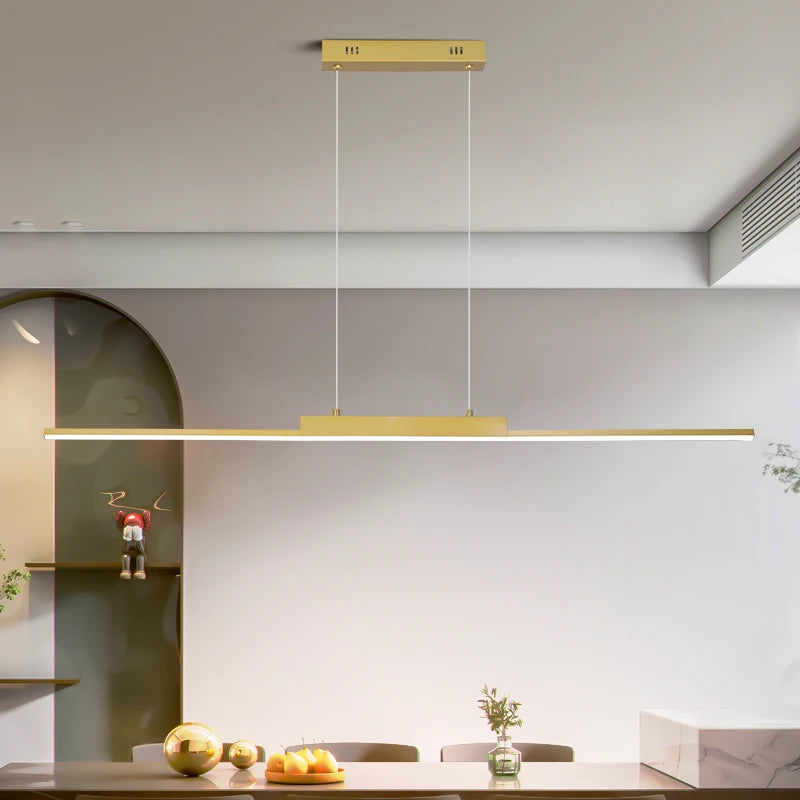 Modern Minimalist LED Pendant Light – Gold Linear Chandelier