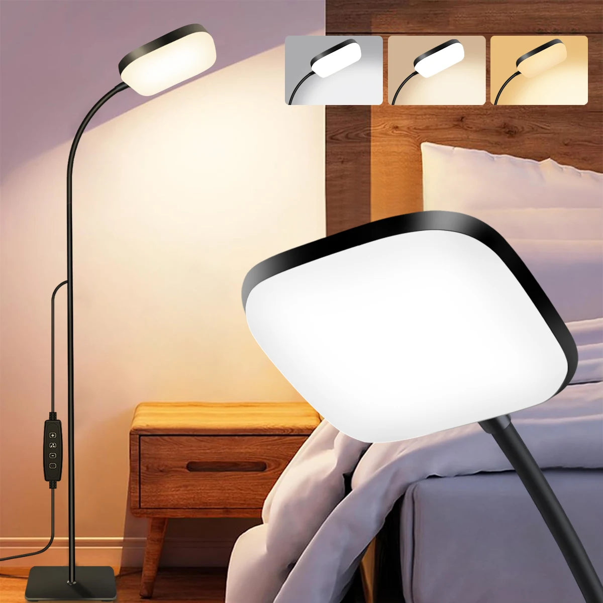 18W Samostojeća Lampa s Kontrolama na Dodir — Gusji Vrat 360°, 3 Boje i 10 Razina Svjetline