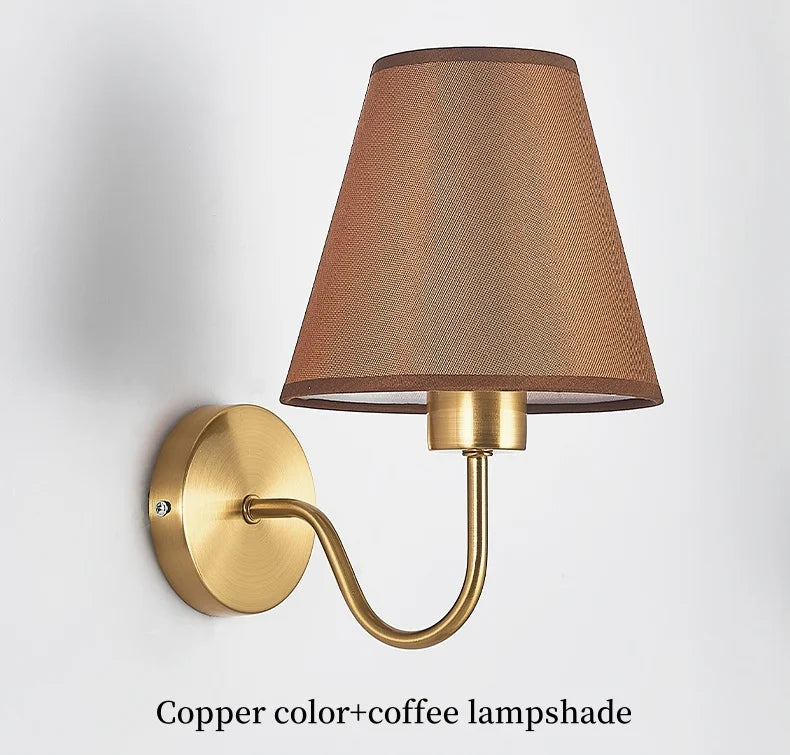 Retro E27 Fabric Wall Lamp – Iron & Cloth, 4 Shade Colors