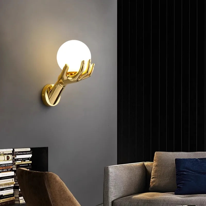 Harz & Glas LED-Wandleuchte – Gold Moderne Deko | AlohaHome