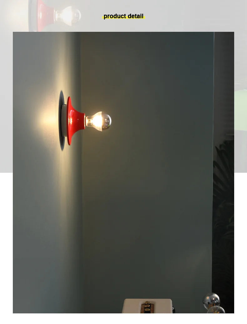 Nordic Retro Wall Lamp – 15cm Iron, 6 Colours | Bedroom & Hallway