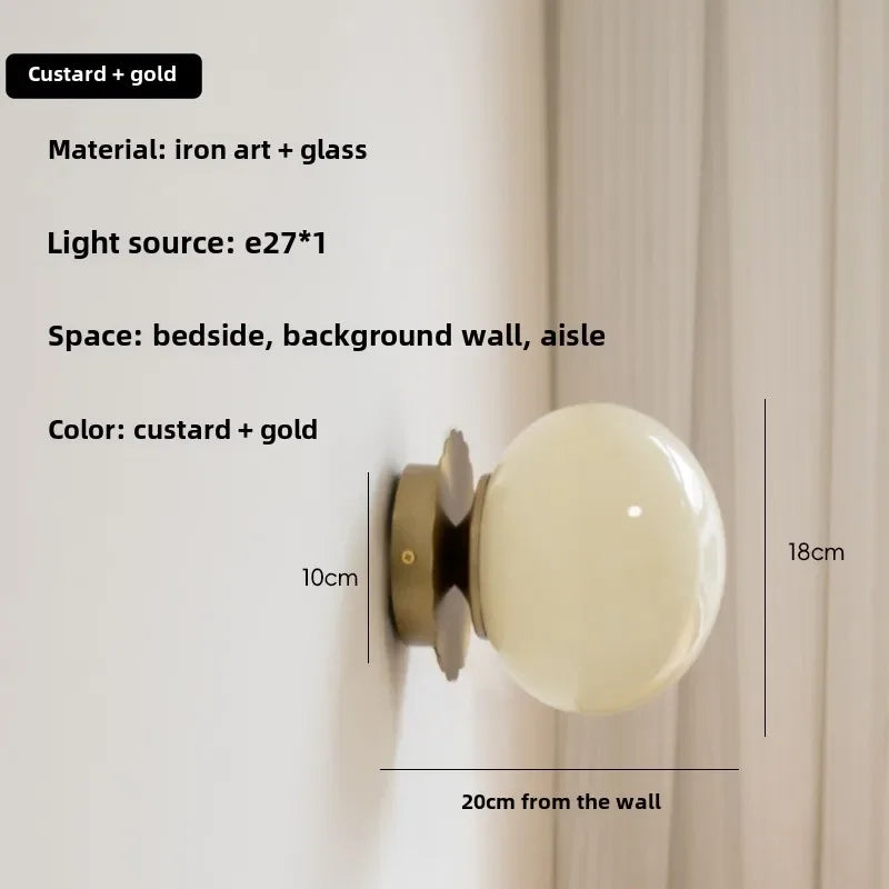 Modern Glass Ball Wall Lamp – E27 LED, Chrome & Copper Finishes