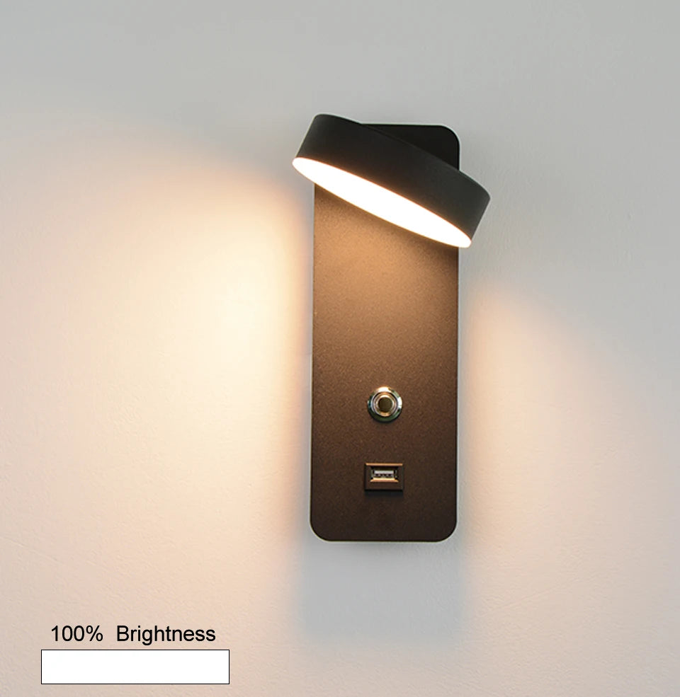 Smart Touch LED Wall Light — 3-Color Dimmable with USB Port