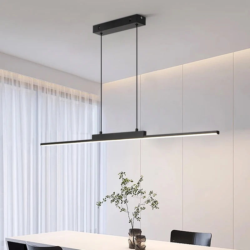 Modern Minimalist LED Pendant Light – Gold Linear Chandelier