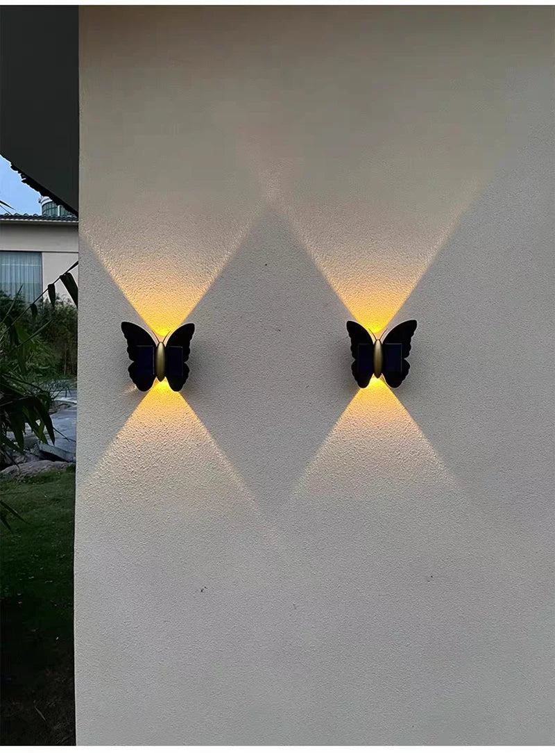 Schmetterling Solar-Wandleuchte | LED | Warm & Weiß | Gartendekoration