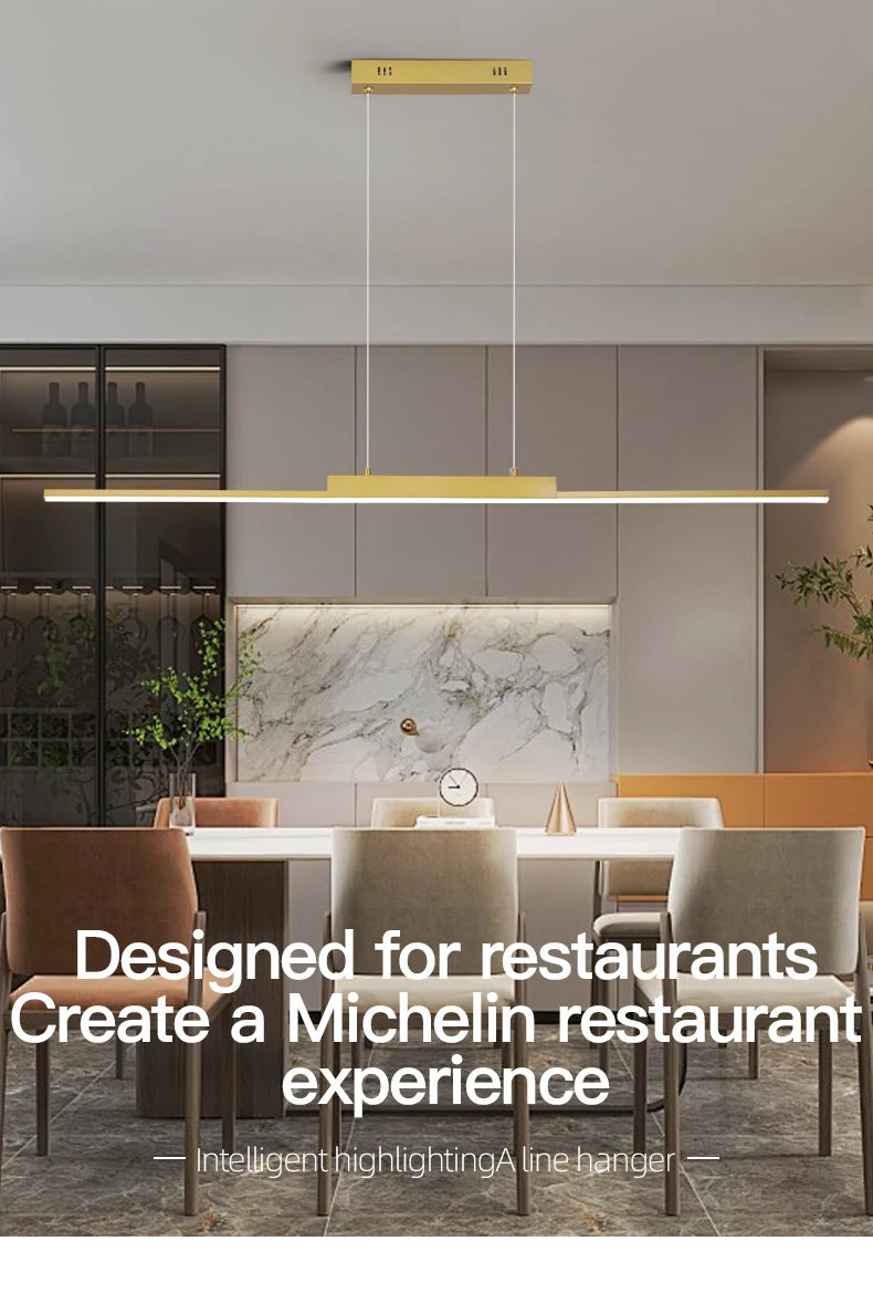 Modern Minimalist LED Pendant Light – Gold Linear Chandelier
