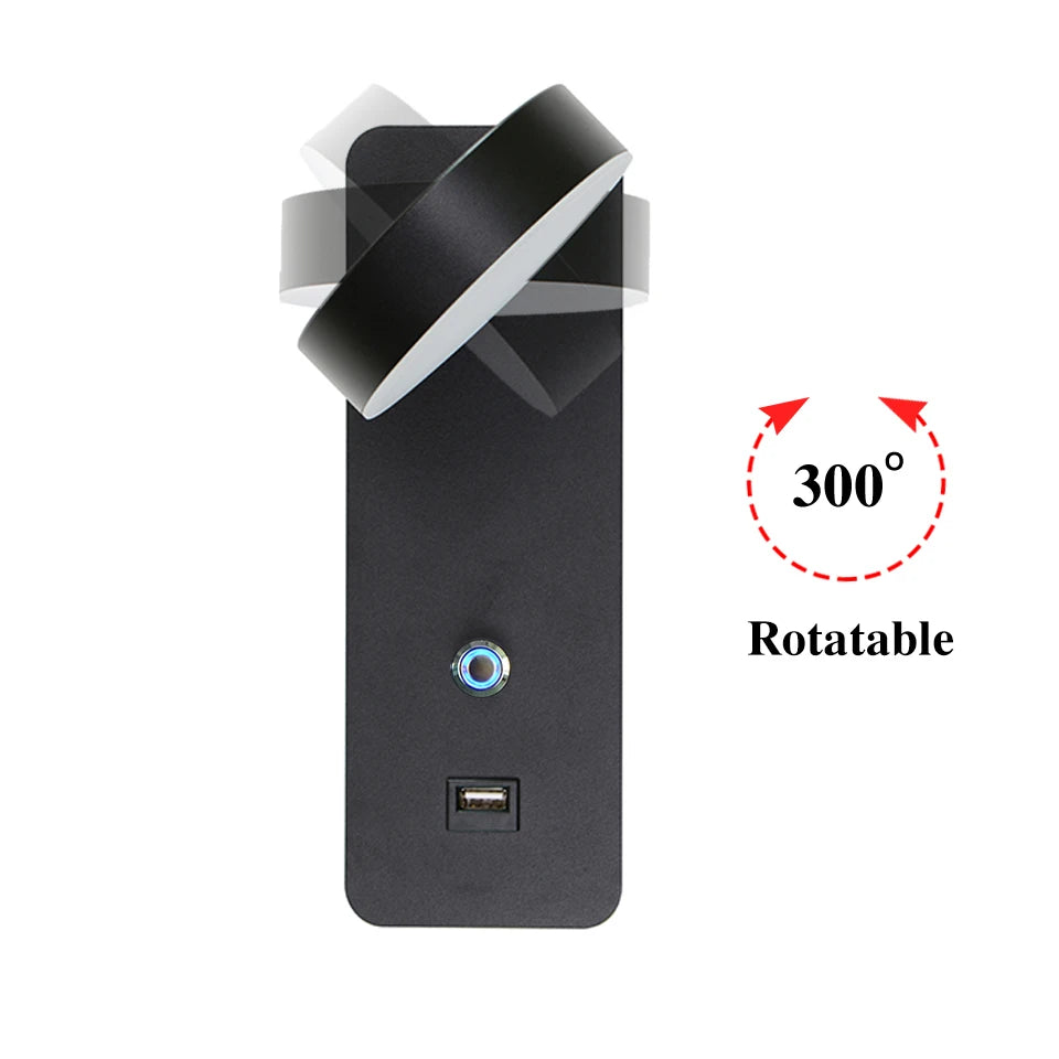 Smart Touch LED Wall Light — 3-Color Dimmable with USB Port
