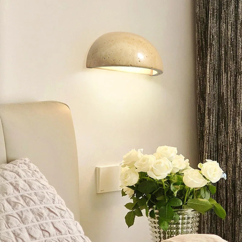 Japanese Wabi-Sabi Stone Wall Lamp – G4 LED, Yellow Cave Design