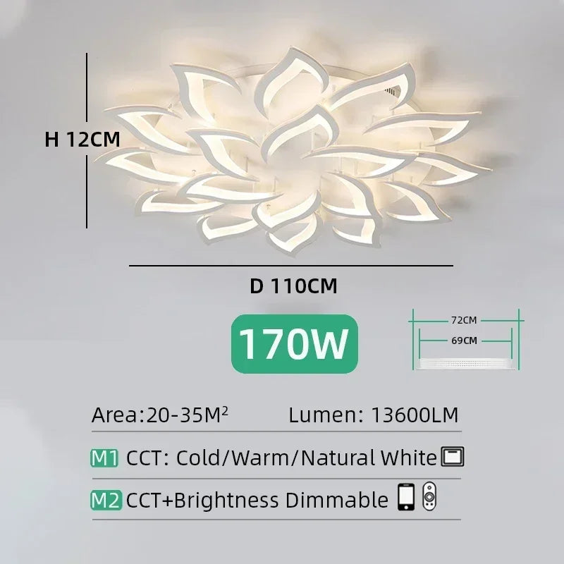 Nordic Smart LED Ceiling Lamp – APP & Remote Control, 5–18 Heads, Dimmable