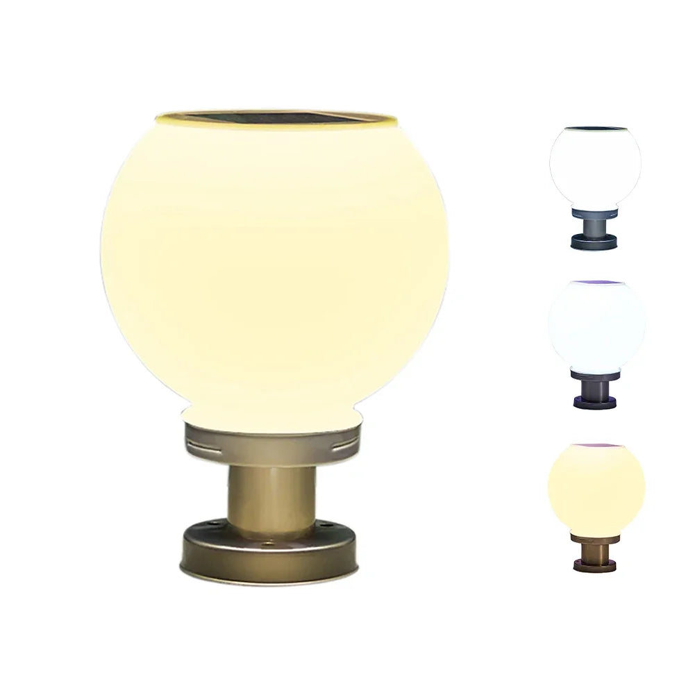 Solar Round Ball Column Lamp – Outdoor Garden & Courtyard Light