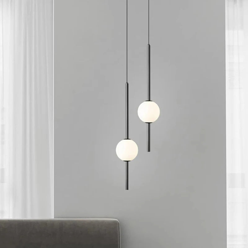 Modern LED Bedside Pendant Light – 1 or 2 Heads, 4 Light Modes