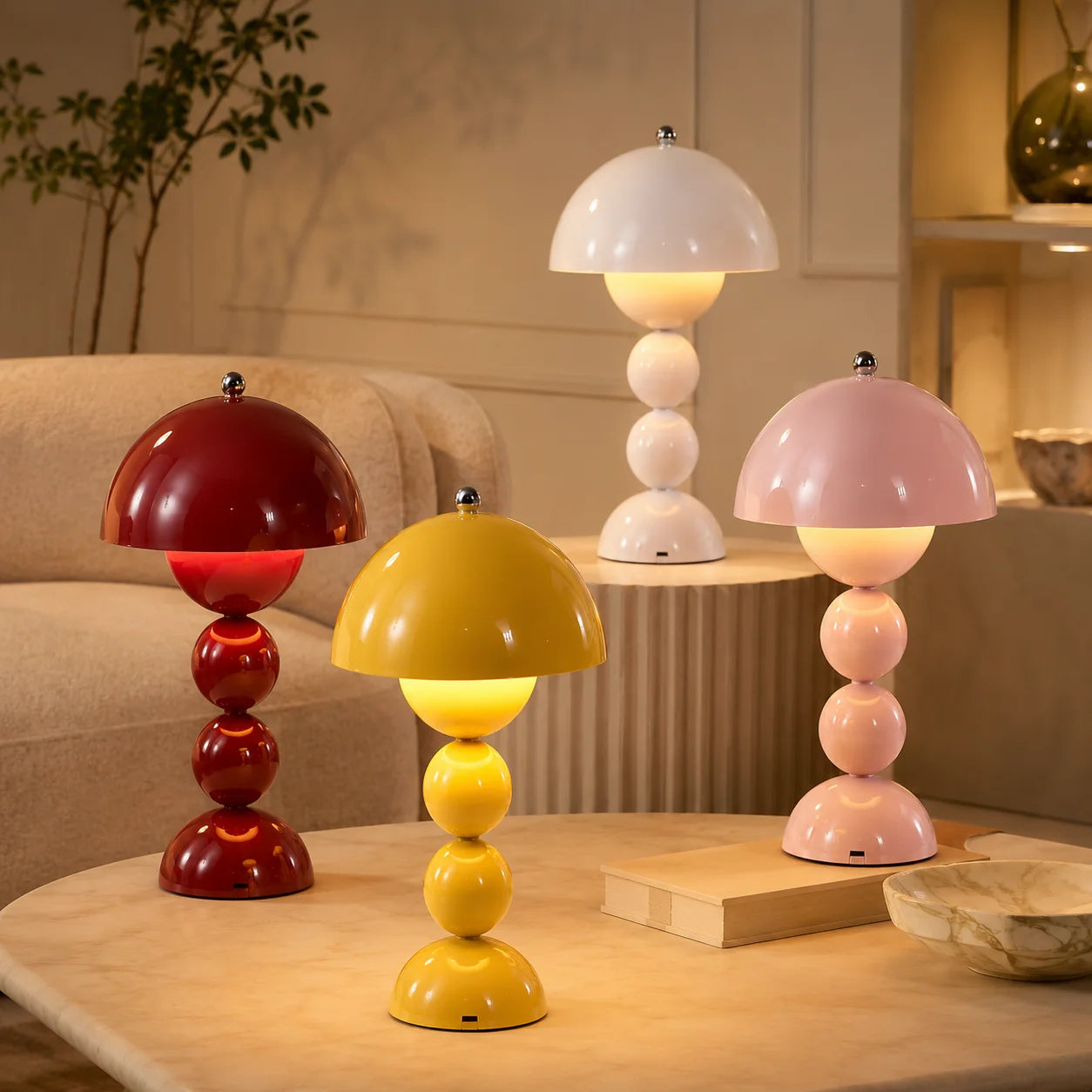 Nordic Touch LED Tischlampe — 3-Farben Stufenloses Dimmen, Akkubetrieben