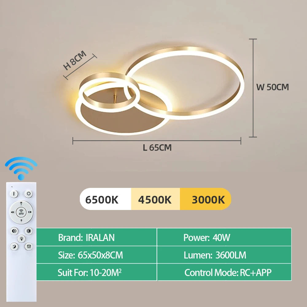 Modern LED Dimmable Ceiling Chandelier – Remote Control, 1–6 Heads