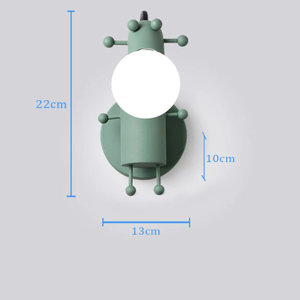 Creative Metal Robot Wall Lamp – E27 LED, 14 Colors
