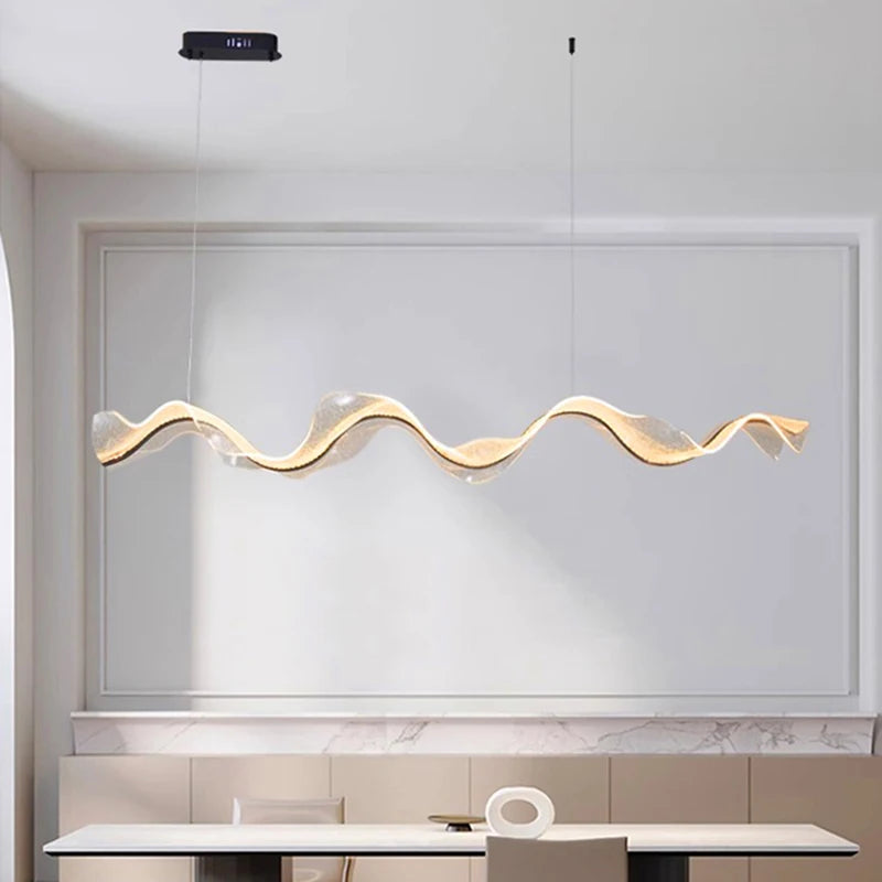 Modern LED Linear Pendant Light – Dimmable Dining Room Chandelier
