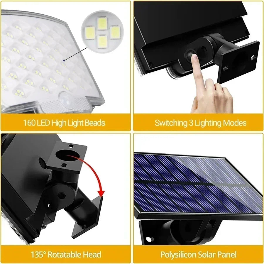 Solar-Bewegungssensor-Flutlicht – IP65 Outdoor-Sicherheitslampe mit Fernbedienung