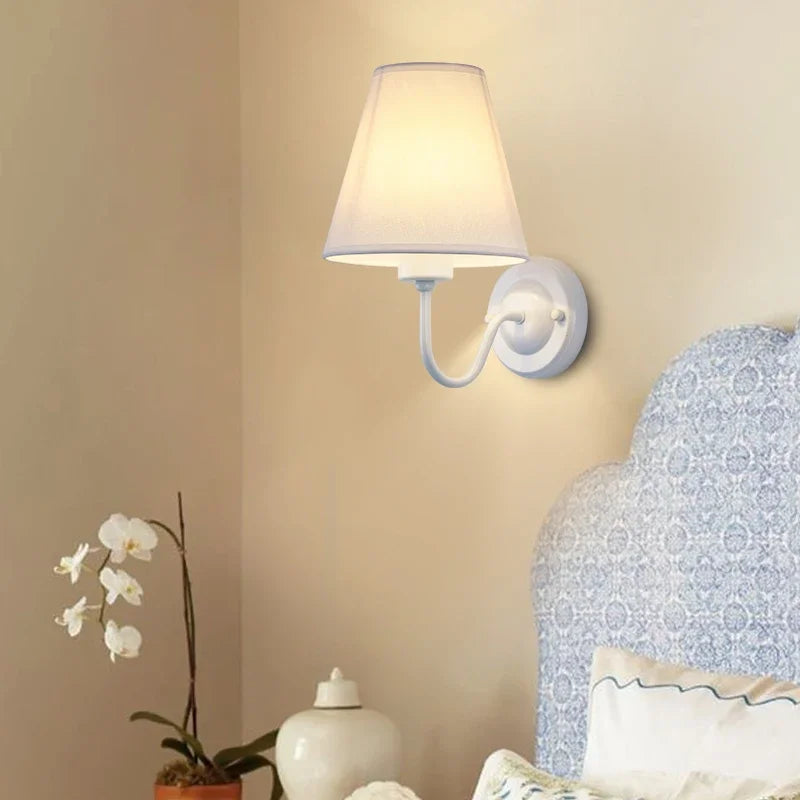 Retro E27 Fabric Wall Lamp – Iron & Cloth, 4 Shade Colors