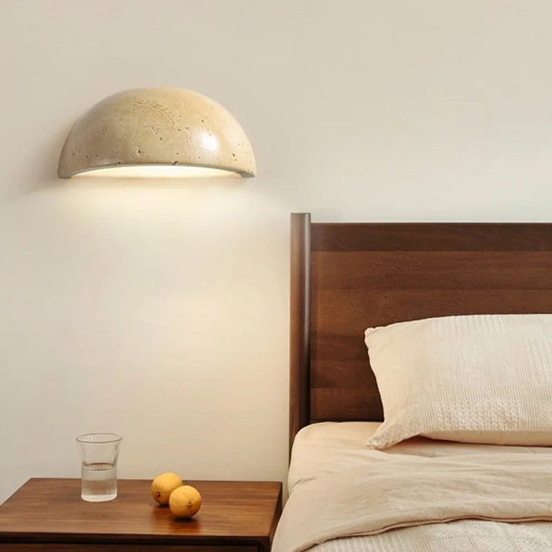 Japanese Wabi-Sabi Stone Wall Lamp – G4 LED, Yellow Cave Design