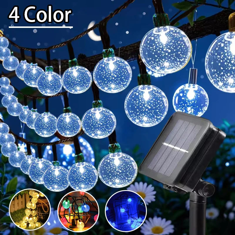 Solarne LED lampice u obliku kristalne kugle – vanjska vrtna i party rasvjeta